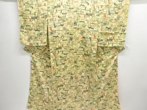 大正ロマン　型染時代風景模様着物